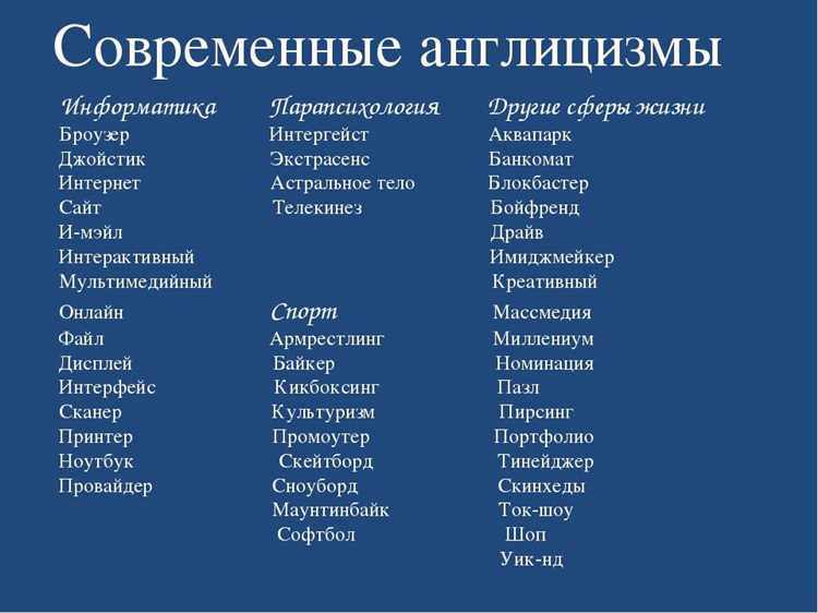 Влияние англицизмов на русский язык